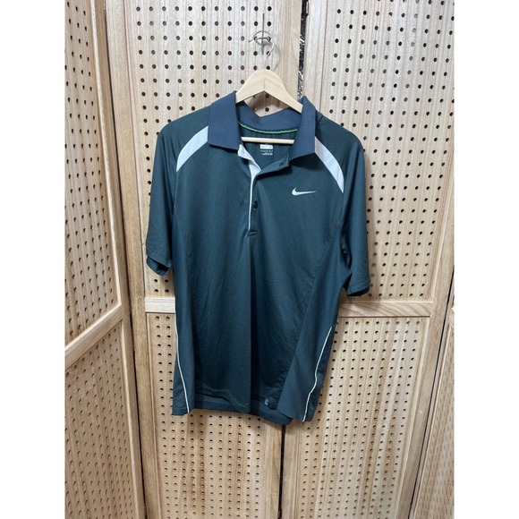 Nike Other - Nike FIT DRY Mens Golf Polo Shirt Large Dark Green White Short Sleeve Athletic